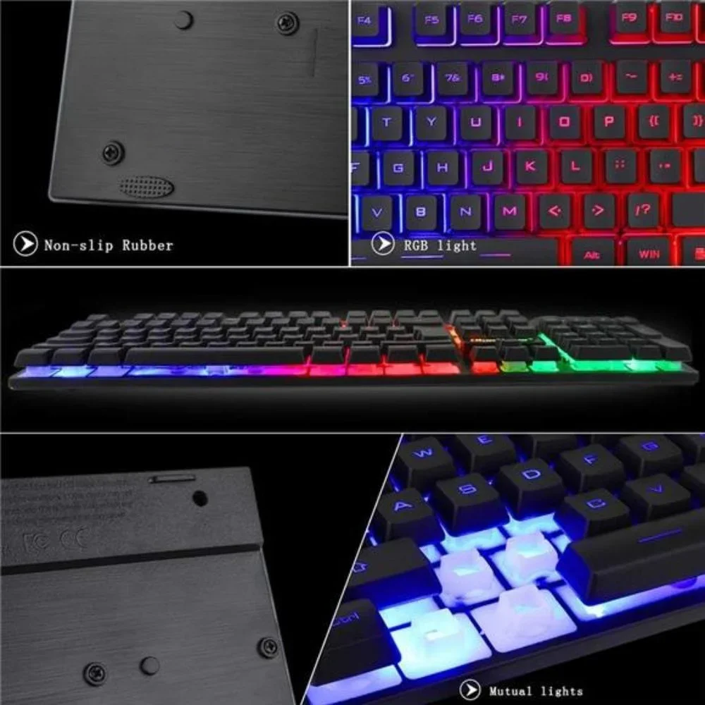 RGB Gaming Keyboard and Backlit Mouse Combo,USB Wired, LED Gaming set for Laptop